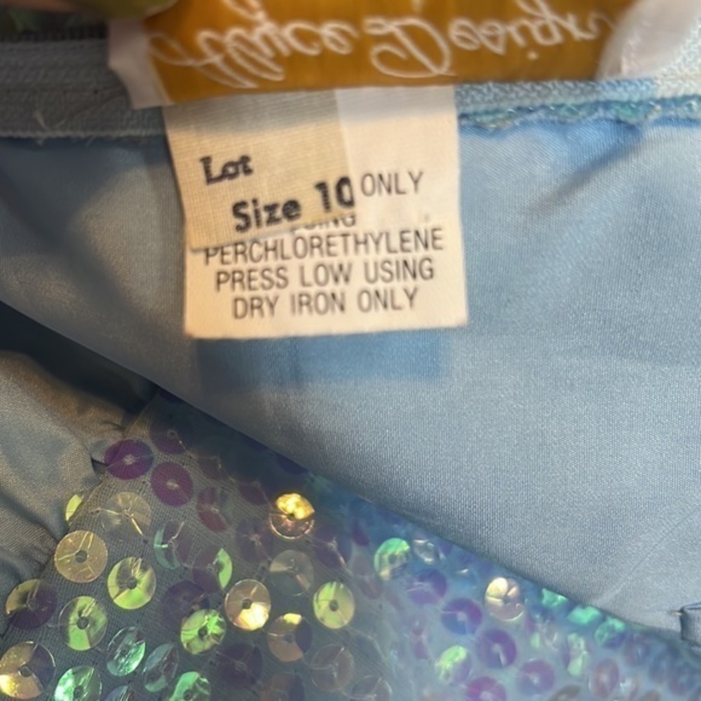 Alyce Designs 70s Vintage Sequin‎ Blue Gown Sweetheart Neckline Tulle Lined - Picture 8 of 12
